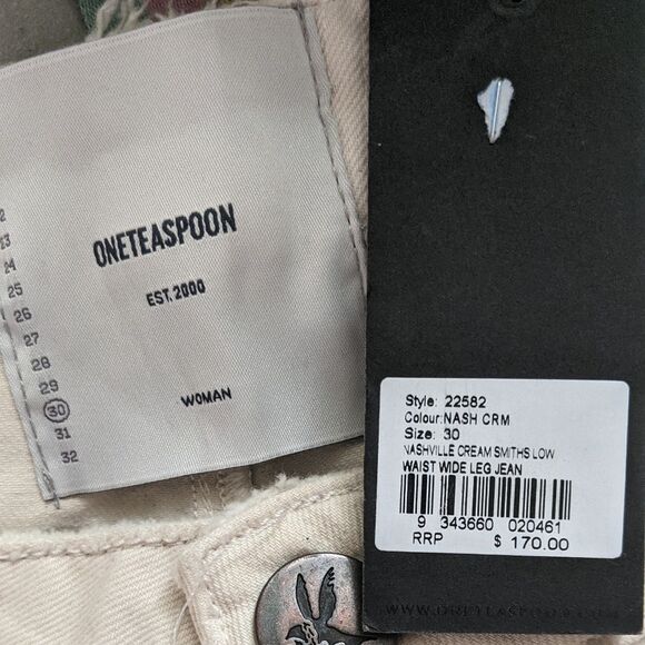 NWT OneTeaspoon Nashville Cream Smiths low waist wide leg jean 22582 size 30 - Picture 7 of 11